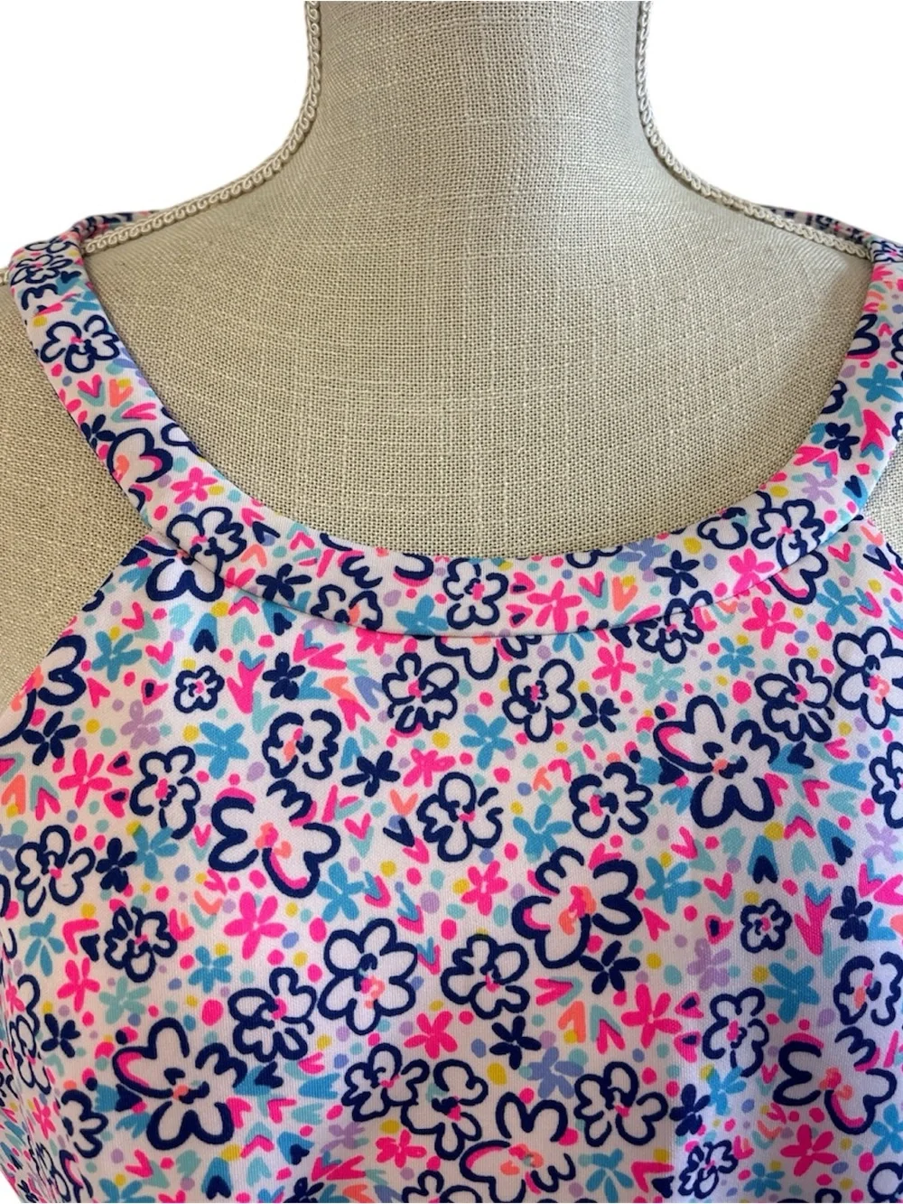 Lilly Pulitzer Girls Floral Halter Sheath Dress in Pink & Blue Sz/16 Woman/S